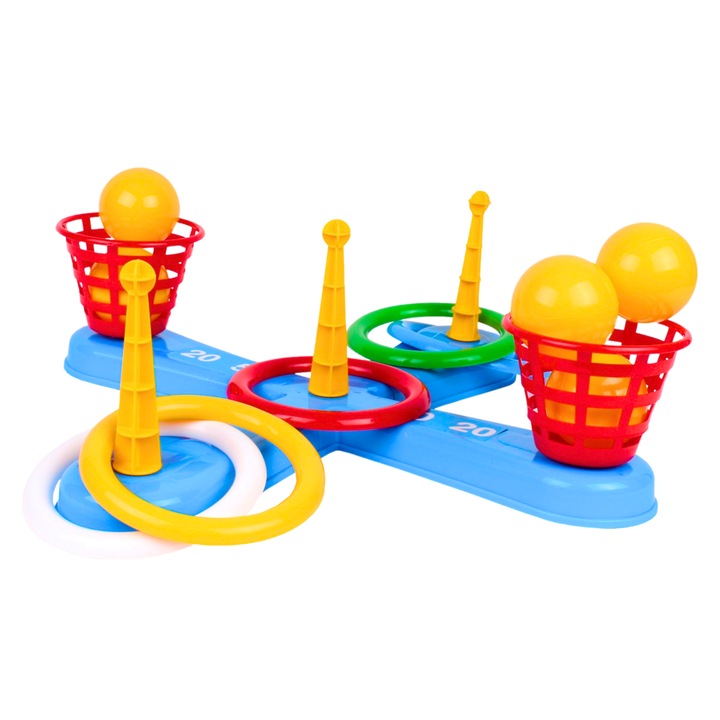 Társasjáték, Technok, rakéta karikákkal és labdákkal, 46,5x15,5x13,5cm