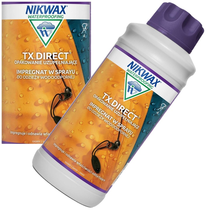 Megoldás membránruházathoz, Nikwax TX.Direct Spray 1L, nedvesség elleni védelem, PFC-mentes, spray