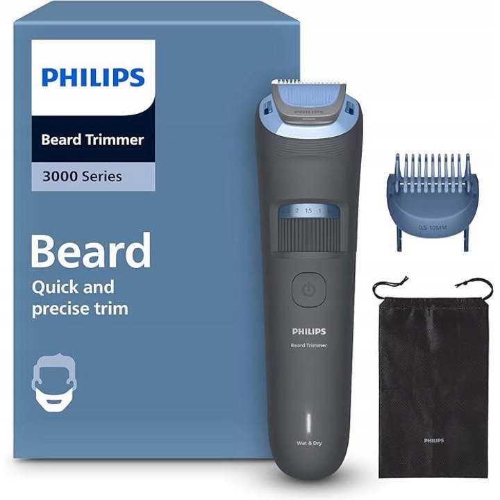Trymer pentru broda Philips seria 3000, 20 inaltimi de taiere, waterproof, USB, model BT3619/15