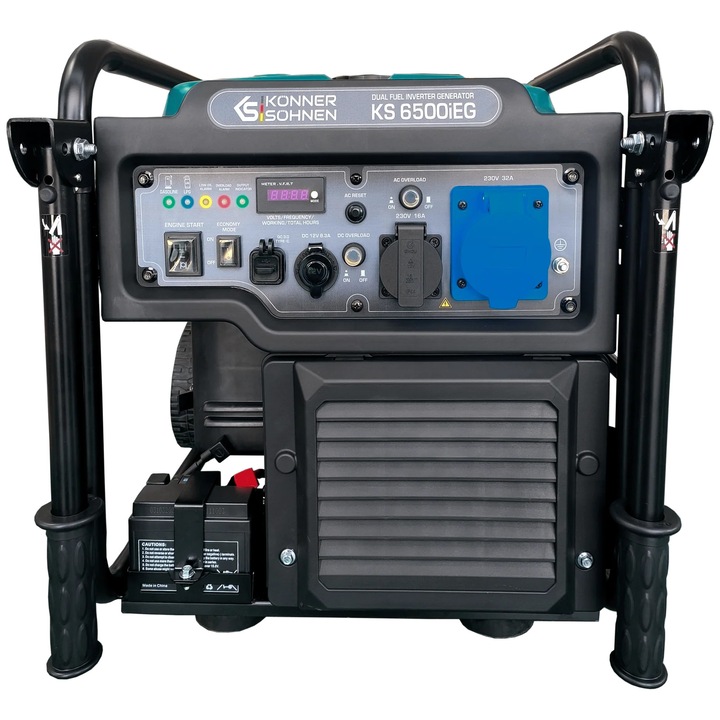 Generator inverter dual combustibil Konner & Sohnen KS 6500iEG, 6500W, pornire electrică, 1x16A, 1x32A, 12V, 2xUSB, 745x490x505mm