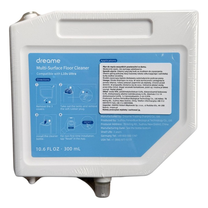 Solutie curatare podele Dreame, 300ml, 1 bucata, compatibila cu aspiratoare robot Dreame L10s Ultra, L10s Ultra Heat