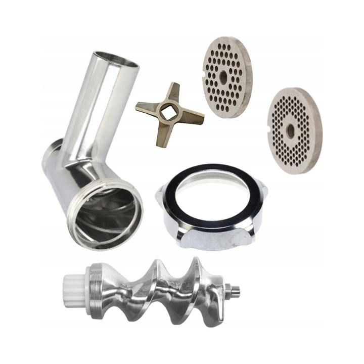 Set obudowa slimaka NR 8, metal, argintie, 127x92mm, pentru masinile de tocat Zelmer