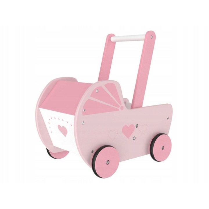 Комплект количка и люлка за кукли Playtive, 49x34,5x35см и 40x26,4x42,6см, естествено дърво, за кукли до 48см