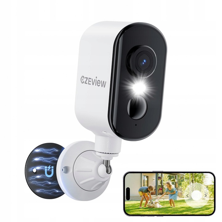 Camera de supraveghere CZEview Q6, 2K, fara fir, detectie miscare, audio bidirectional, set complet