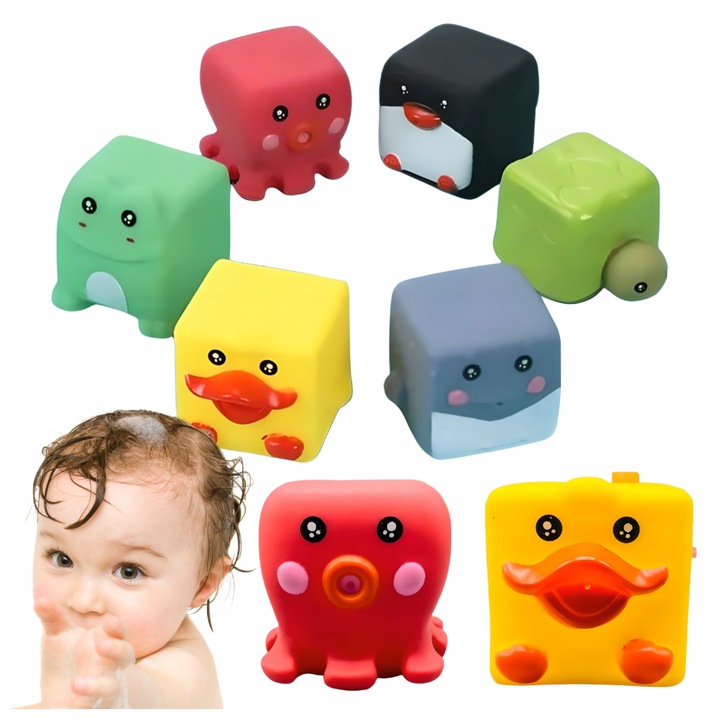 Maksik fürdőjáték készlet, 6 darab, aranyos állatok, biztonságos, 5,5x5,5x5,5cm