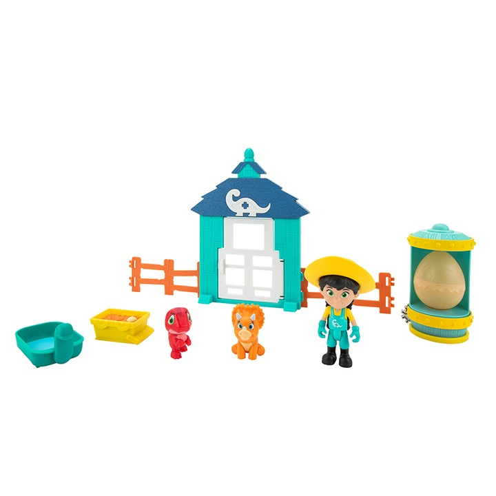 Set de joaca cu figurine dinozauri, Farma, multicolor, 11 elemente