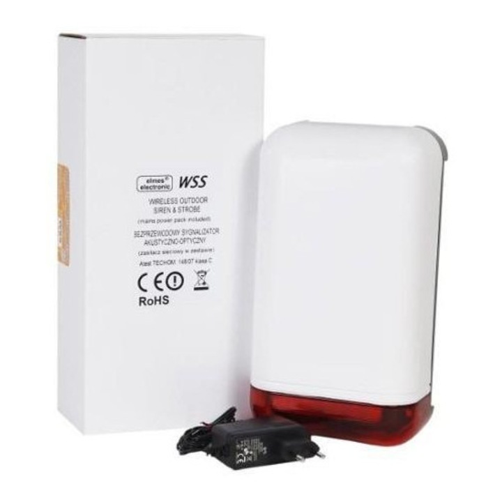 Безжичен алармен сензор Elmes WSS, двупосочна комуникация 433,92MHz, защита против взлом, 260x145x82mm