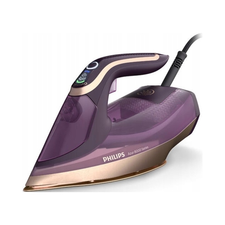 Fier de calcat Philips Azur 8000, 3000 W, abur continuu 80 g/min, abur puternic 260 g, rezervor 350 ml, violet