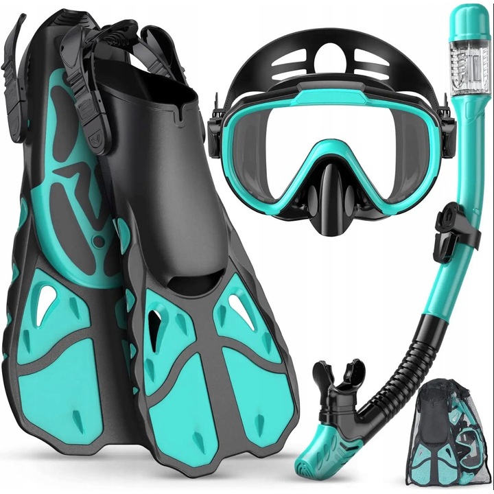 Set de snorkeling pentru adulti, masca, labe, geanta calatorie, L/XL, multicolor