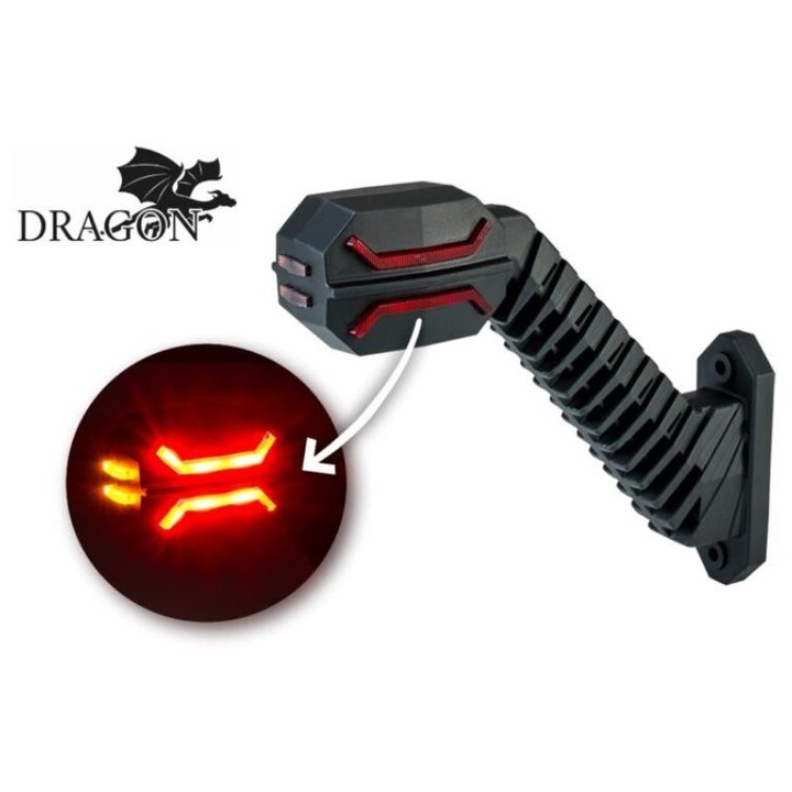 Сигнална лампа Lamiro, LED, бяло-оранжево-червено, 12/24V, лява, с кабел 0,5м