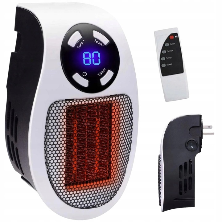 Radiator electric 500W cu telecomanda, ceramic, alb, compact