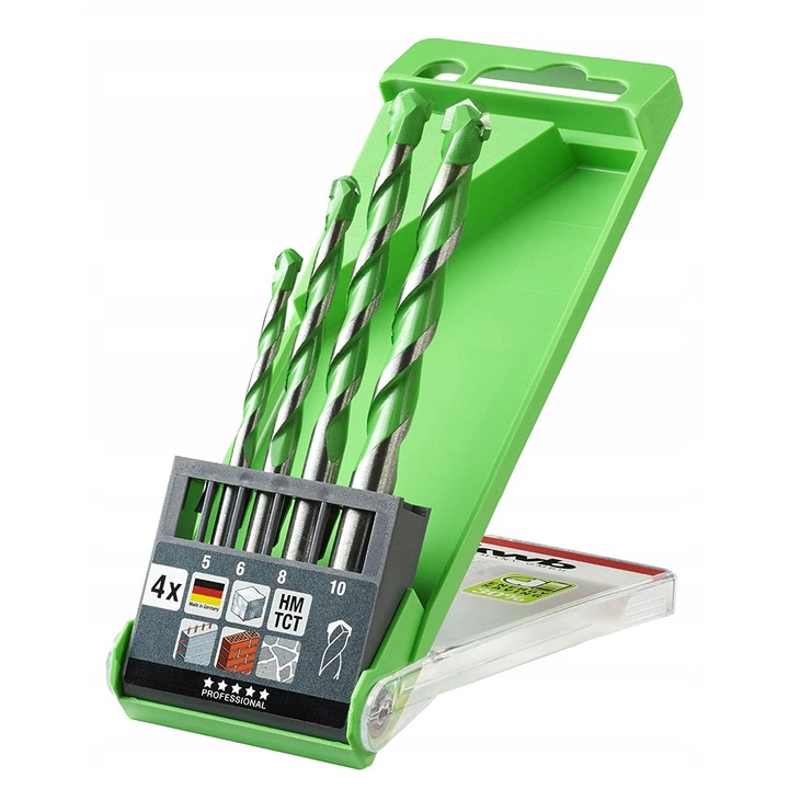 Set burghie pentru piatra kwb 052800, 5mm-10mm, verde, 4 bucati