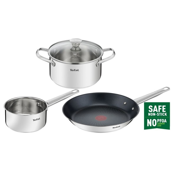 Set oale si tigai Tefal, 4 piese, inox, 16x20cm, 28cm