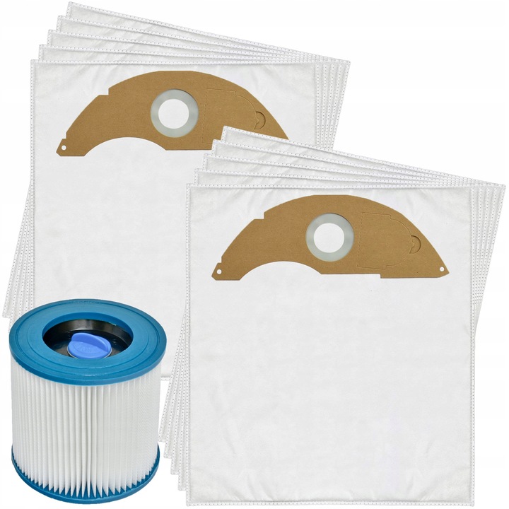 Set 10 saci aspirator Profi&Home NT 22/1, sintetici, 11.5x11.5cm + filtru zmywalny