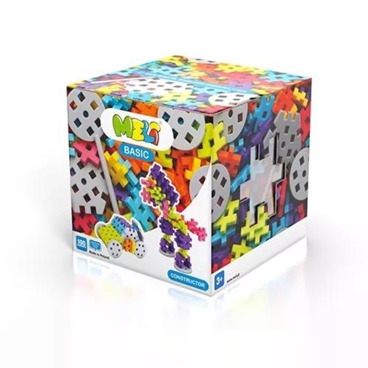 Set de constructie Meli Constructor 100, 100 piese, multicolor