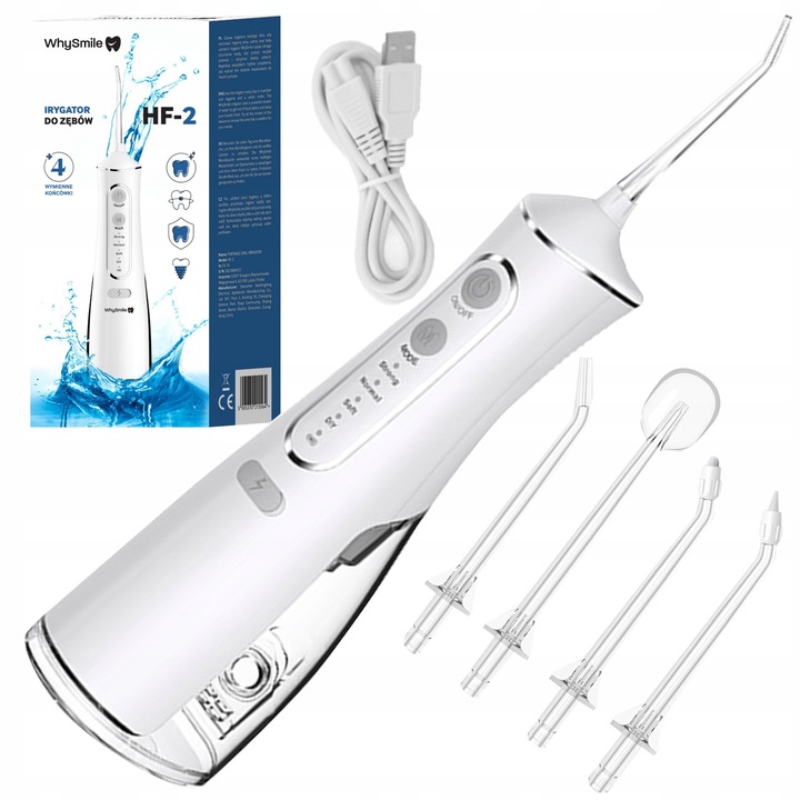 WhySmile szájzuhany, 4 üzemmód, 5 cserélhető fej, fehér
