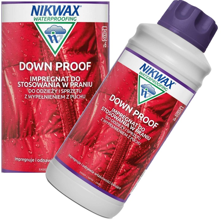 Nikwax Down Proof 1 Liter Impregnáló Pehelyruházathoz és Hálózsákokhoz, Vízlepergető Védelem, Környezetbarát