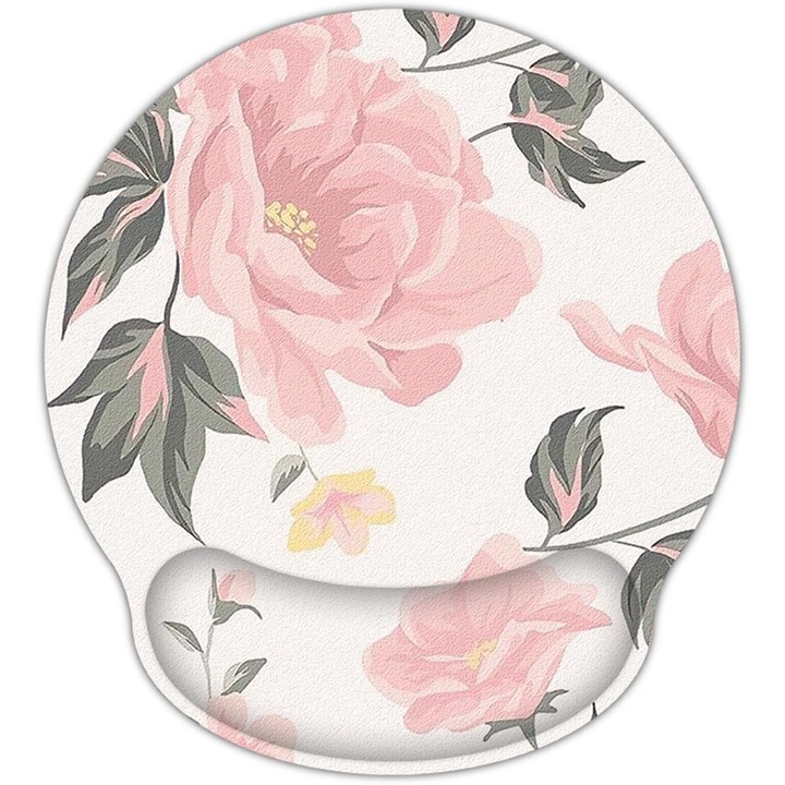 Mousepad ergonomic AOKSUNOVA, model Flori, dimensiuni generoase, baza anti-alunecare, floral