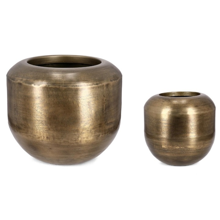 Set 2 vaze flori aluminiu auriu Nadu Ø40x37h; ø66x54h