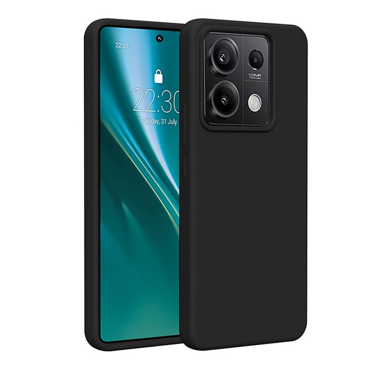 Husa din Silicon pentru Xiaomi Redmi Note 13 Pro 5G, Flexibila, Soft & Slim Fit, Rezistenta la Zgarieturi, Finisaj Matte, Negru