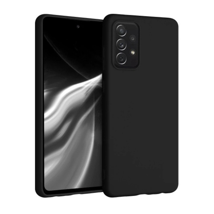 Husa din Silicon pentru Samsung Galaxy A72, Flexibila, Soft & Slim Fit, Rezistenta la Zgarieturi, Finisaj Matte, Negru