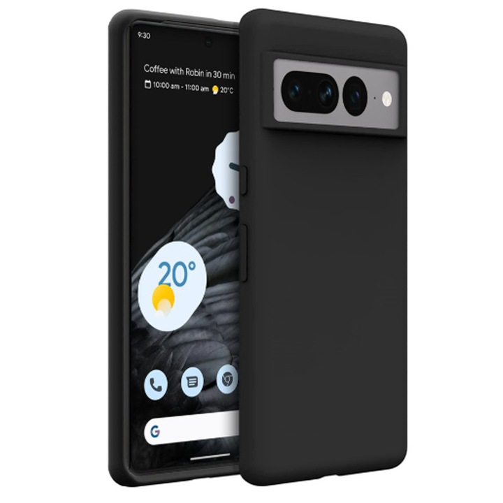 Husa din Silicon pentru Google Pixel 7 Pro, Flexibila, Soft & Slim Fit, Rezistenta la Zgarieturi, Finisaj Matte, Negru