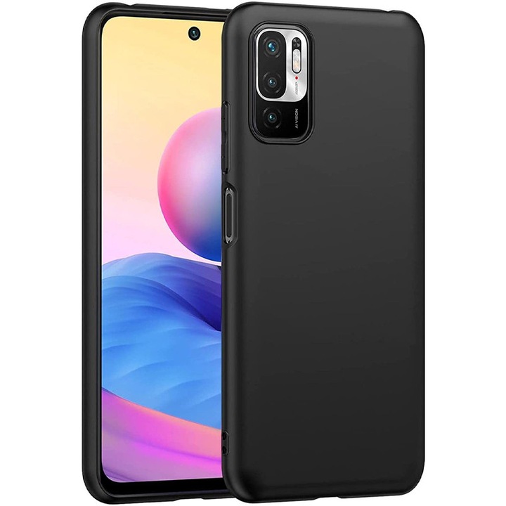 Husa din Silicon pentru Xiaomi Redmi Note 10 5G, Flexibila, Soft & Slim Fit, Rezistenta la Zgarieturi, Finisaj Matte, Negru