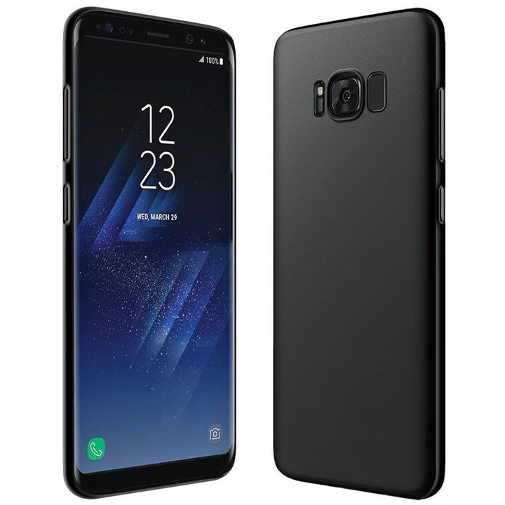 Husa din Silicon pentru Samsung Galaxy S8 Plus, Flexibila, Soft & Slim Fit, Rezistenta la Zgarieturi, Finisaj Matte, Negru