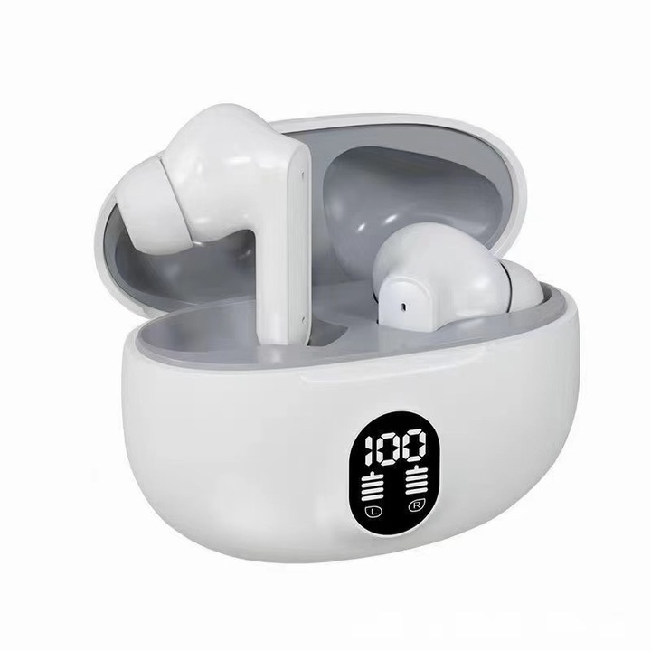 Casti Wireless 895B TWS Bluetooth 5.3 – Alb – Sunet Imersiv, Reducere Zgomot, Autonomie Lunga, Design Sportiv