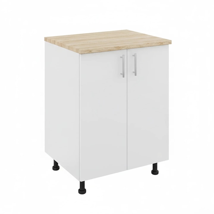 Corp Inferior Bucatarie PAL 18 mm, H90 x A50 x L60 cm, Culoare Alb, Blat Termorezistent 2, 8 cm