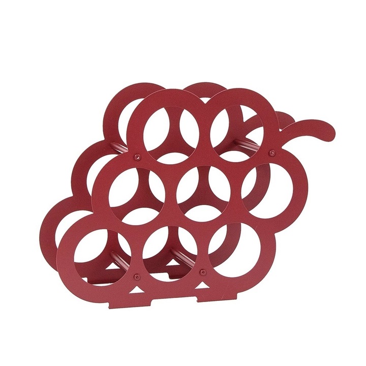 Suport 8 sticle vin fier rosu 51,5 x 18 x 38 cm