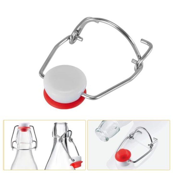 Комплект от 100 капачки за бутилки с метална скоба и керамична тапа с гумено уплътнение