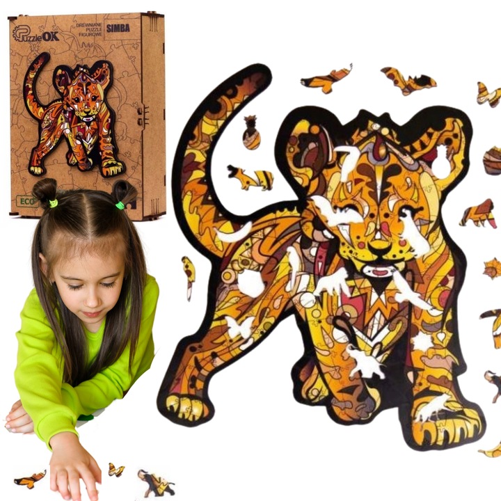 Puzzle A4, PuzzleOk, színes tigris, 78 darab, 6+