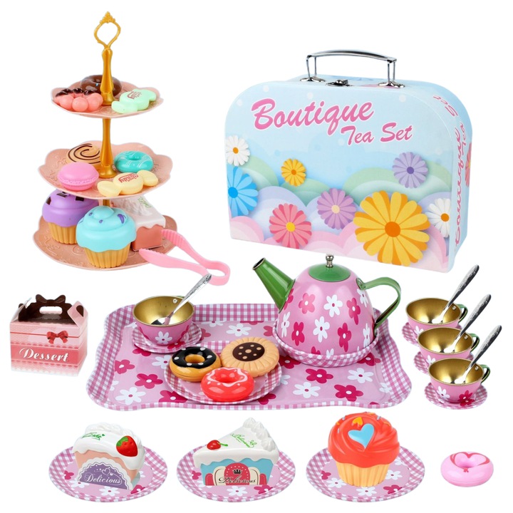 Set de ceai pentru copii, Maksik, floral, 25,5x18,5x10,5cm