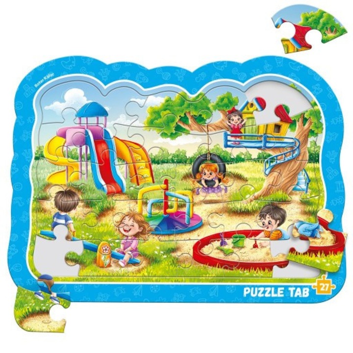 Oktató puzzle, maksik, Játszótér, 10x15cm, minősített karton