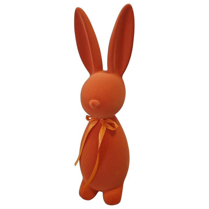 Figurina decorativa iepure de Paste, NeliNo, medie, portocalie, 40x13x13 cm