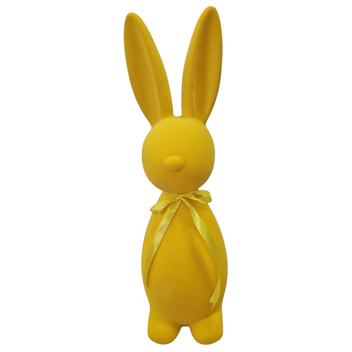 Figurina decorativa, NeliNo, iepure mediu, galben, 40x13x13cm, material plastic