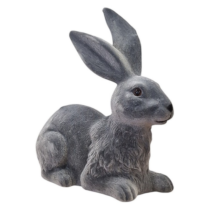 Figurina decorativa NeliNo, iepure intins, gri, 21x10x20 cm