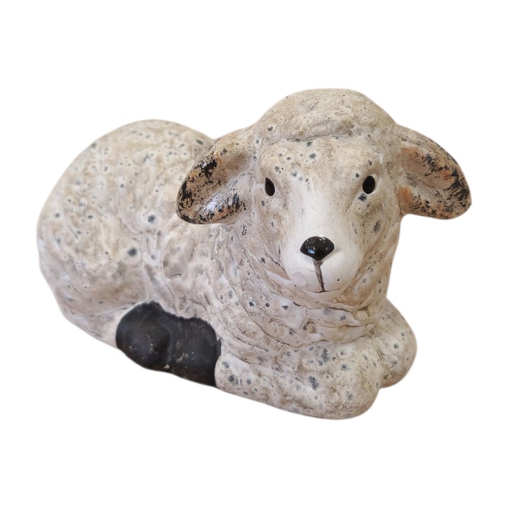 Figurina decorativa, NeliNo, baran ceramic, 7x6x12cm, culori naturale