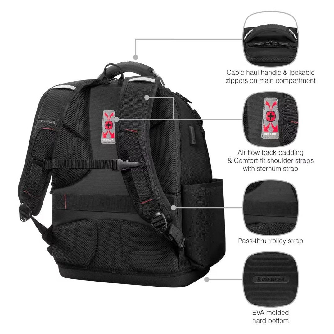 Rucsac laptop Wenger Professional Tool 17", 480x350x230mm, negru, poliester