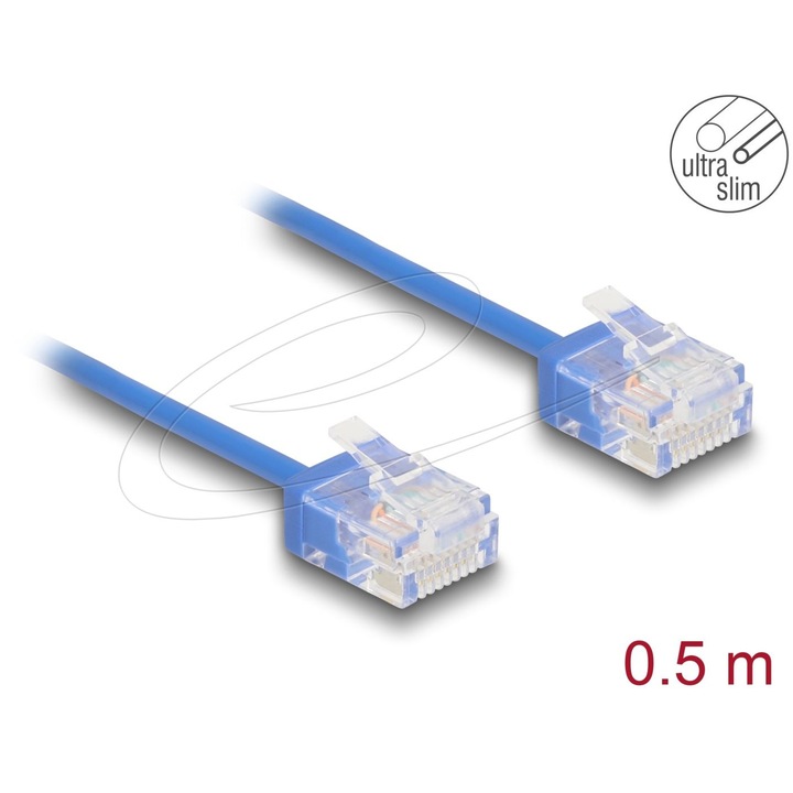 DeLock CAT6 U-UTP Cablu de patch 0,5m Albastru, 301591, Cabluri de retea
