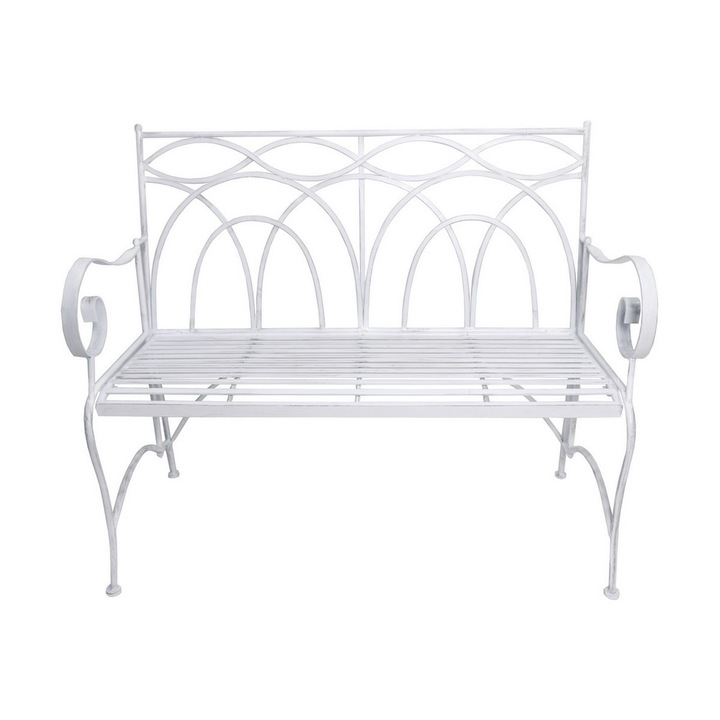Banca gradina, terasa fier alb 113 x 55 x 96 cm
