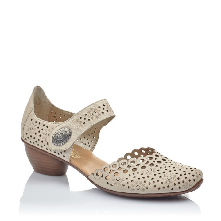 Rieker Rieker női oldalt nyitott bézs bőr tépőzáras cipő 43753-60