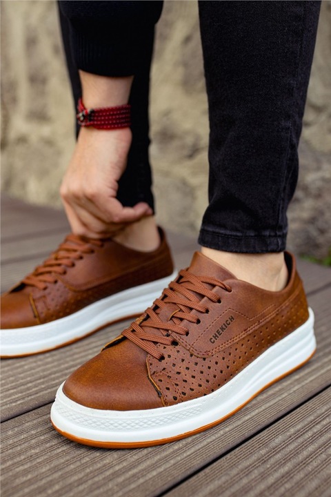 Férfi tornacipő, Öko bőr, Chekich, 359543, Barna, 42