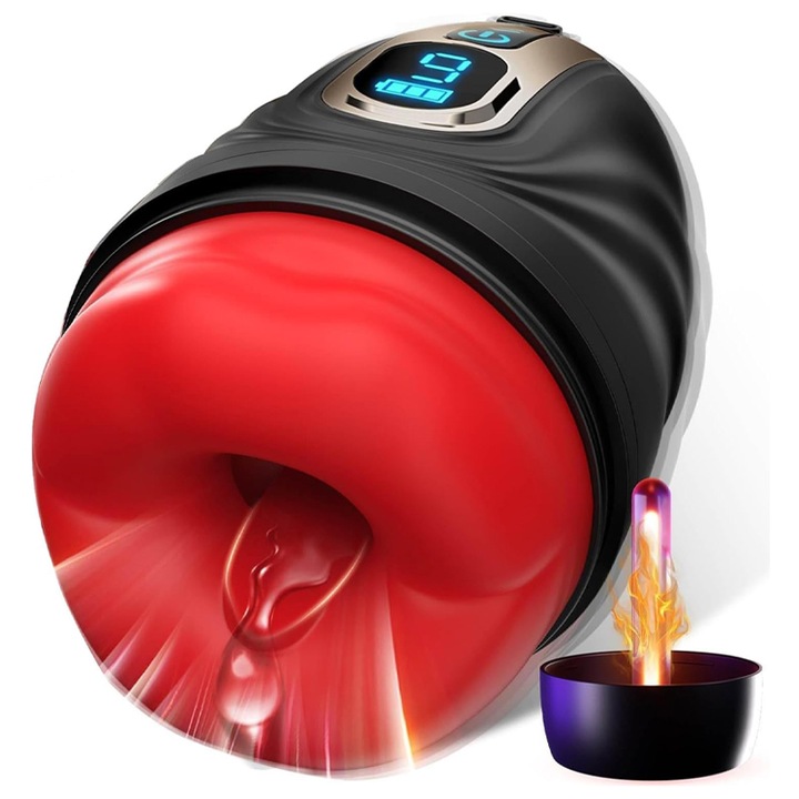 Masturbator Automat, Omelivon, 9 Moduri de Vibratie Puternice, cu Efect Deep-throat, Functie Incalzire, Incarcare USB, Ecran LCD, Din Silicon Premium si Sigur, Carcasa Durabila, Design Discret, Portabil, Multifunctional, Silentios, Multicolor