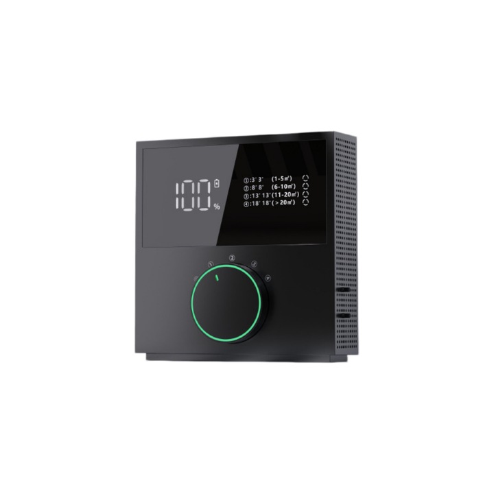 Purificator de aer, ioni negativi, elimina mirosurile, formaldehida si bacteriile, 2400 mAh, incarcare USB, portabil, negru