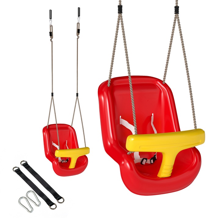 Детска люлка, AIYAPLAY, Полиетилен, 28 x 36 x 180 см, Червена