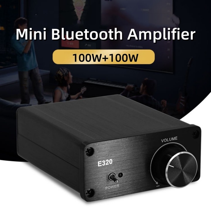 Amplificator UWOT Bluetooth 5.0, 2.0 canale, 100W+100W, negru, portabil