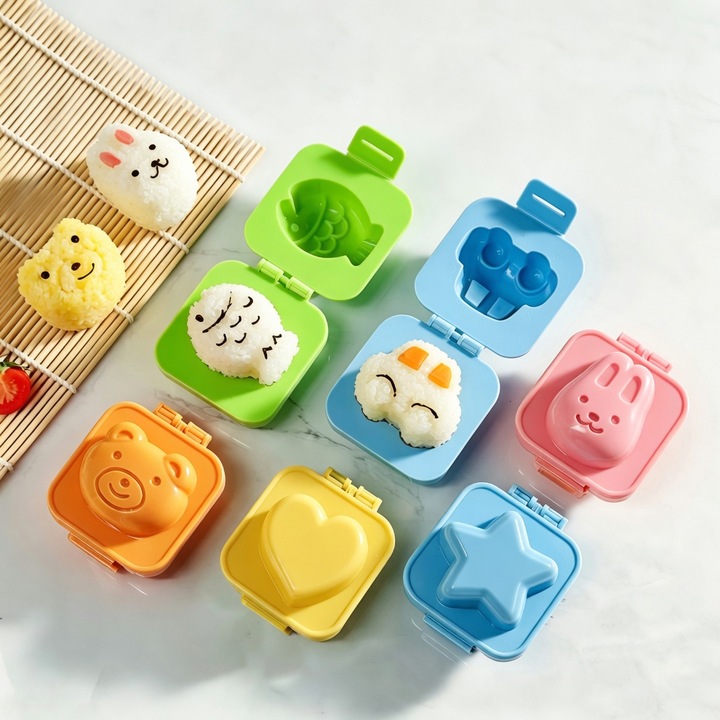 6 bucati de oua si orez mucegai Lism, ou fiert tare mucegai peste masina inima forma Onigiri matrite orez bile Maker, fondant tort pop decorare instrument, distractie gatit bucatarie gadgeturi