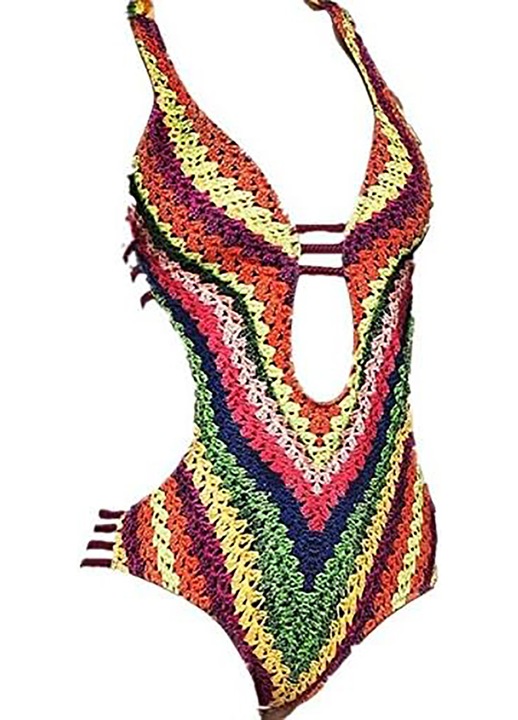 Costum de baie dintr-o singura piesa curcubeu pentru femei, costum de baie dintr-o singura piesa pentru femei, costum de baie tip monokini, imprimeu digital, costum de baie, elasticitate ridicata, multicolor, X-Large